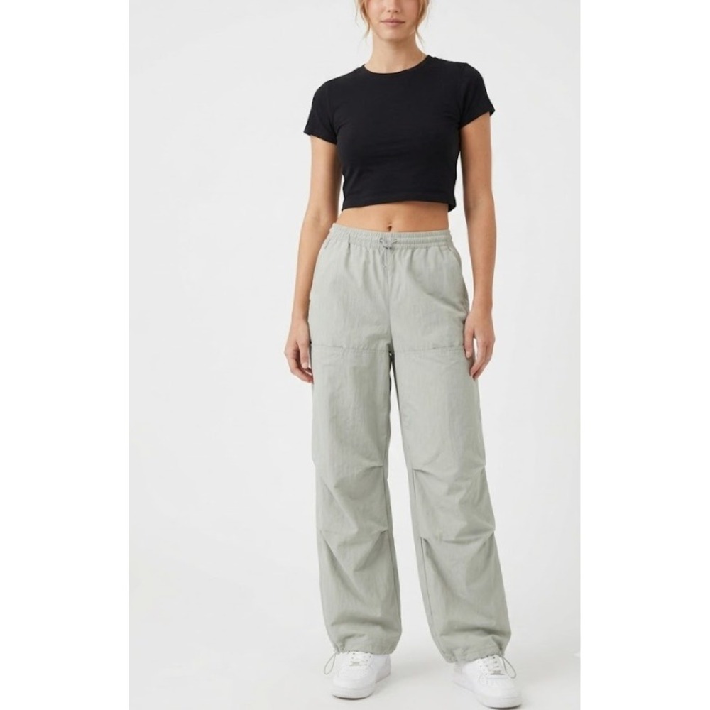 Zara Parachute Pants Medium Grey Gorpcore Cargo Streetwear Baggy Jogger